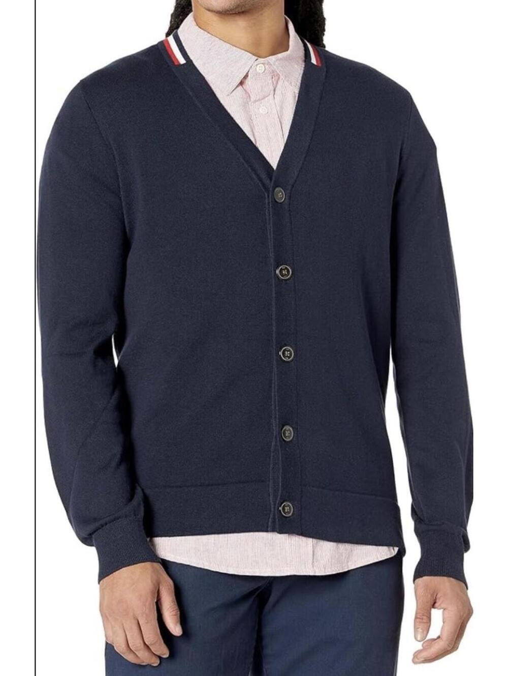 Tommy Hilfiger Navy Blue Cotton Cardigan Sweater, Men's Large, NWOT